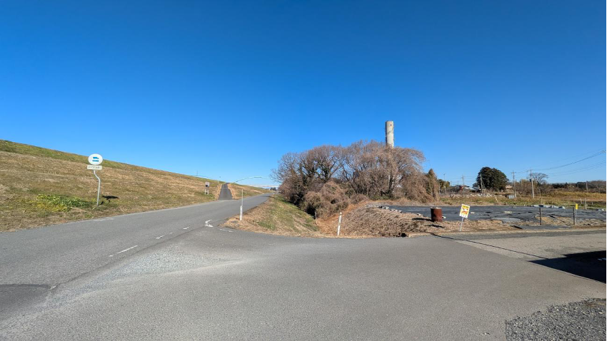 古河城跡の南端。クリーンセンターの南側の丁字路